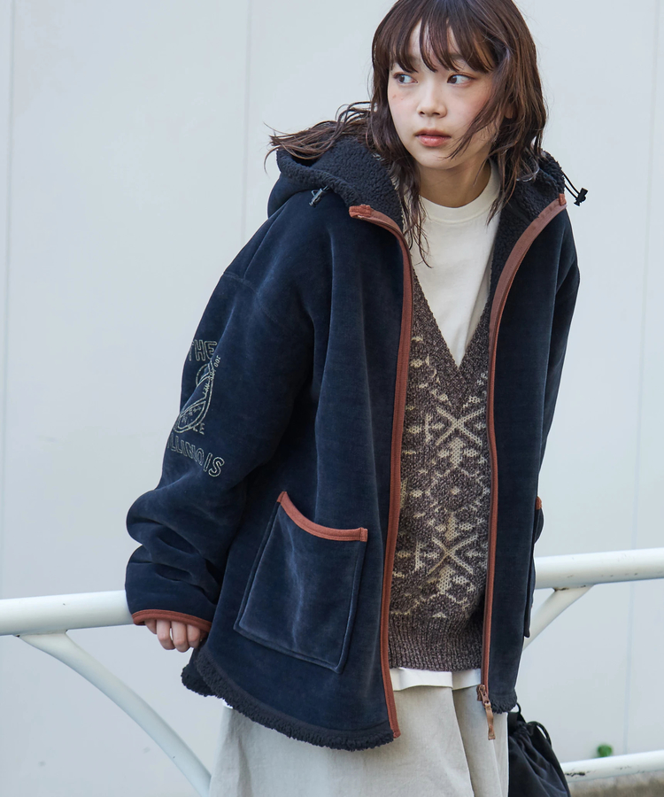 CUBE SUGAR(キューブシュガー) |【秋冬新作】モール ジャガード ニット Vネック ベスト