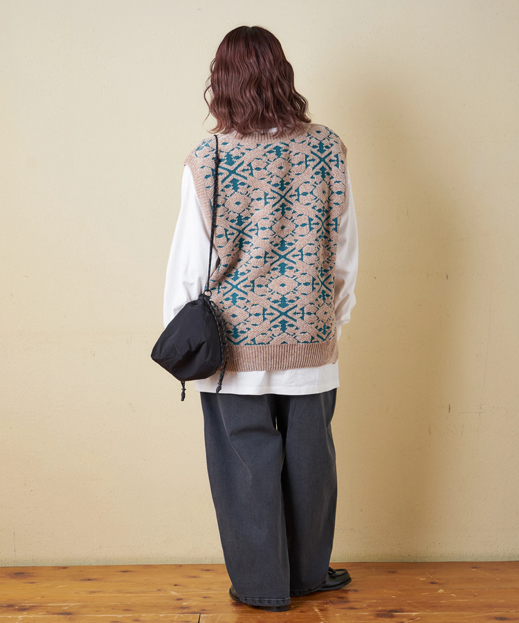 CUBE SUGAR(キューブシュガー) |【秋冬新作】モール ジャガード ニット Vネック ベスト