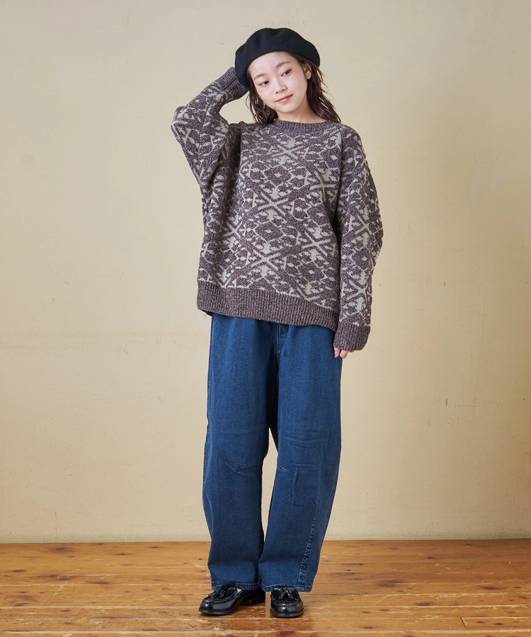CUBE SUGAR(キューブシュガー) |【秋冬新作】モール ジャガード ニット ラグラン プルオーバー