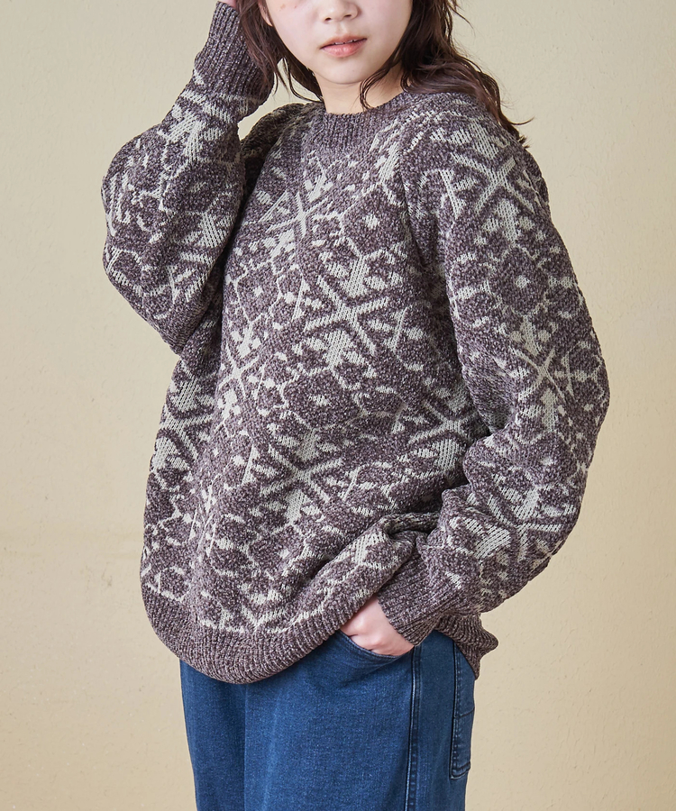 CUBE SUGAR(キューブシュガー) |【秋冬新作】モール ジャガード ニット ラグラン プルオーバー