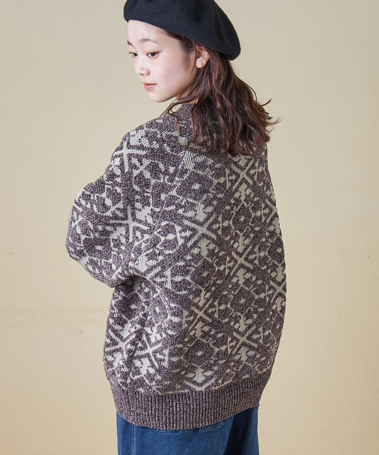 CUBE SUGAR(キューブシュガー) |【秋冬新作】モール ジャガード ニット ラグラン プルオーバー