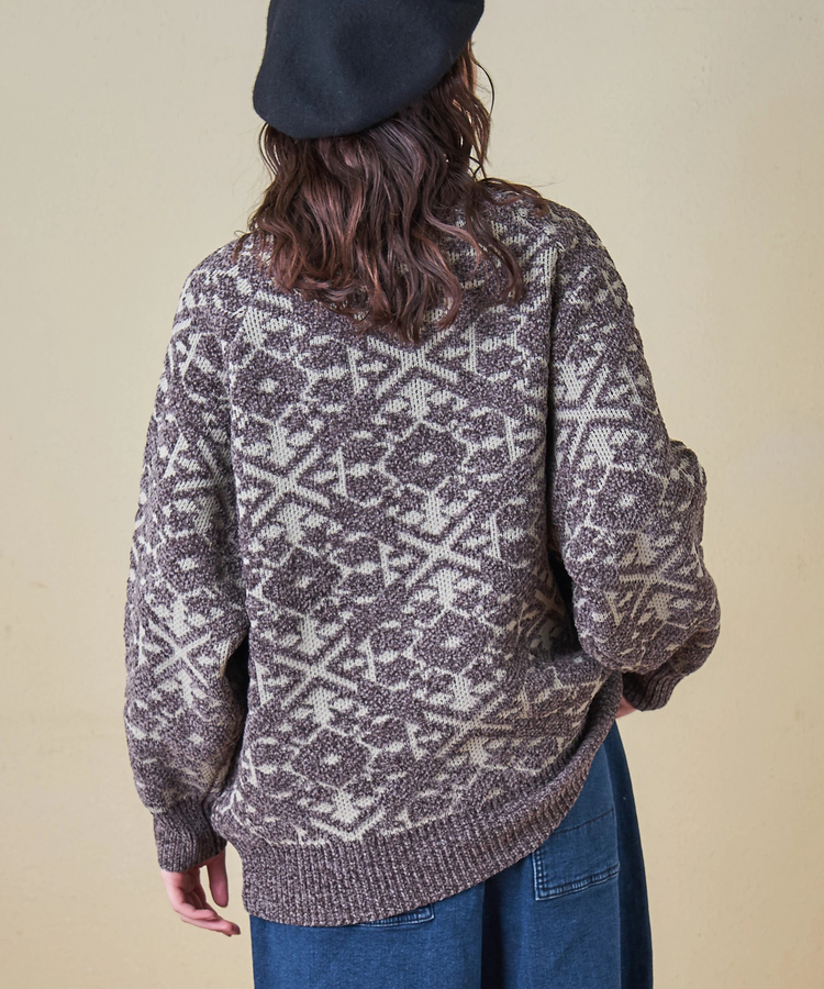 CUBE SUGAR(キューブシュガー) |【秋冬新作】モール ジャガード ニット ラグラン プルオーバー