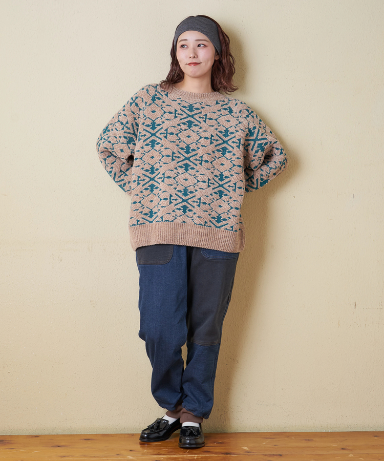 CUBE SUGAR(キューブシュガー) |【秋冬新作】モール ジャガード ニット ラグラン プルオーバー