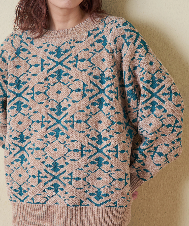 CUBE SUGAR(キューブシュガー) |【秋冬新作】モール ジャガード ニット ラグラン プルオーバー