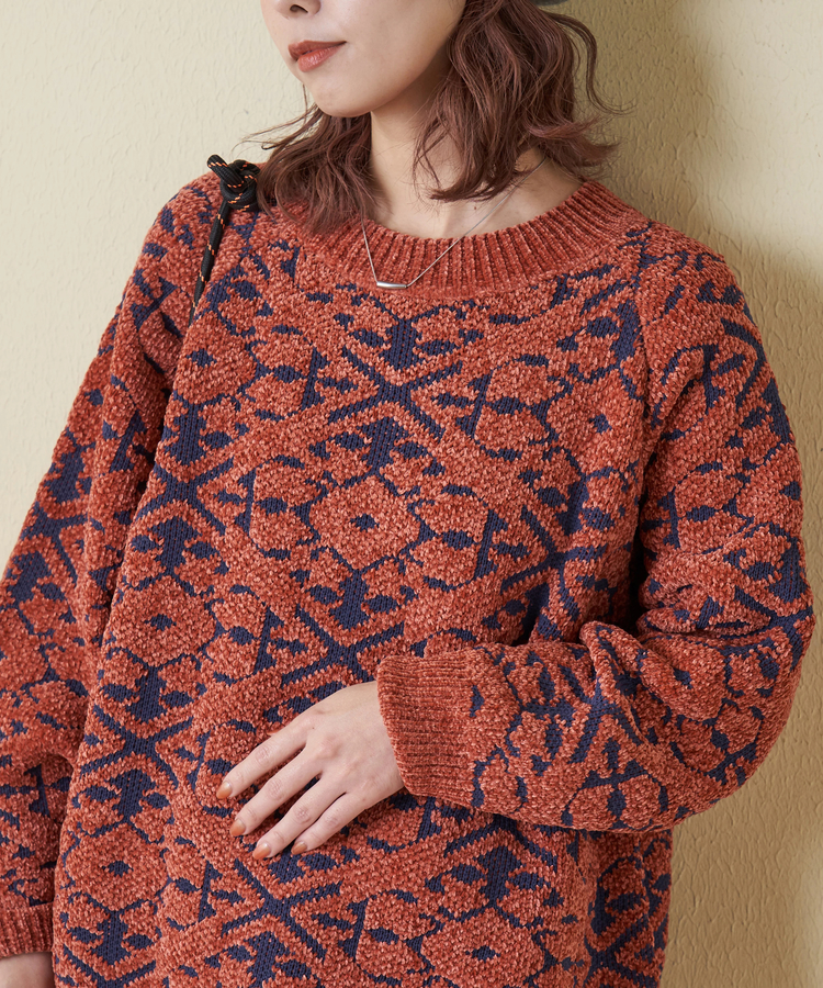 CUBE SUGAR(キューブシュガー) |【秋冬新作】モール ジャガード ニット ラグラン プルオーバー