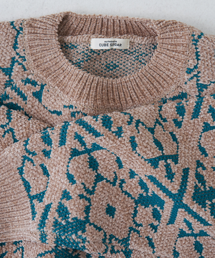 CUBE SUGAR(キューブシュガー) |【秋冬新作】モール ジャガード ニット ラグラン プルオーバー
