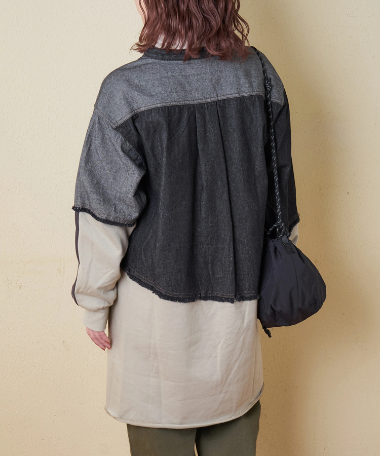 CUBE SUGAR(キューブシュガー) |【秋冬新作】8オンス デニム × スウェット リメイク風 チュニック シャツワンピース