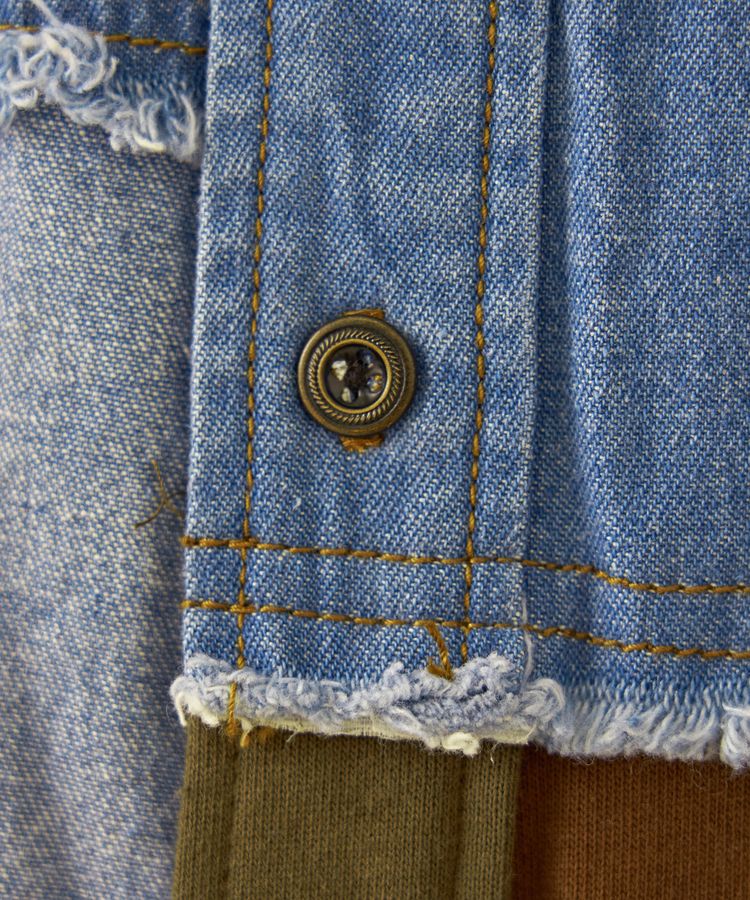 CUBE SUGAR(キューブシュガー) |【秋冬新作】8オンス デニム × スウェット リメイク風 チュニック シャツワンピース