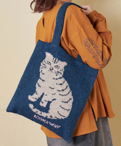 【秋冬新作】リサイクル ニット アニマル柄 ジャガード トートバッグ