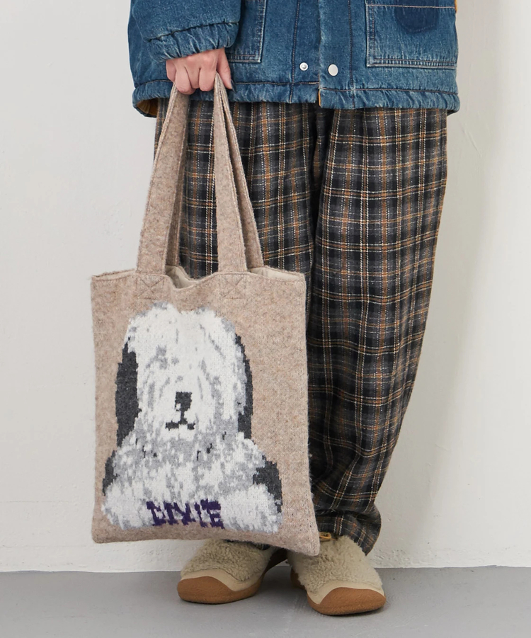 CUBE SUGAR(キューブシュガー) |【秋冬新作】リサイクル ニット アニマル柄 ジャガード トートバッグ