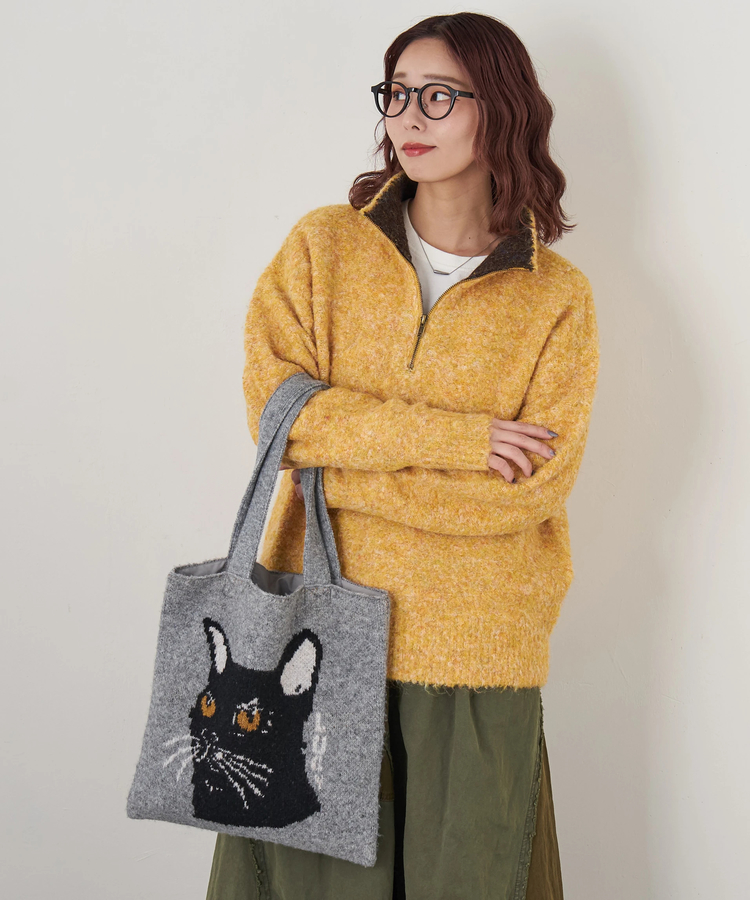 CUBE SUGAR(キューブシュガー) |【秋冬新作】リサイクル ニット アニマル柄 ジャガード トートバッグ