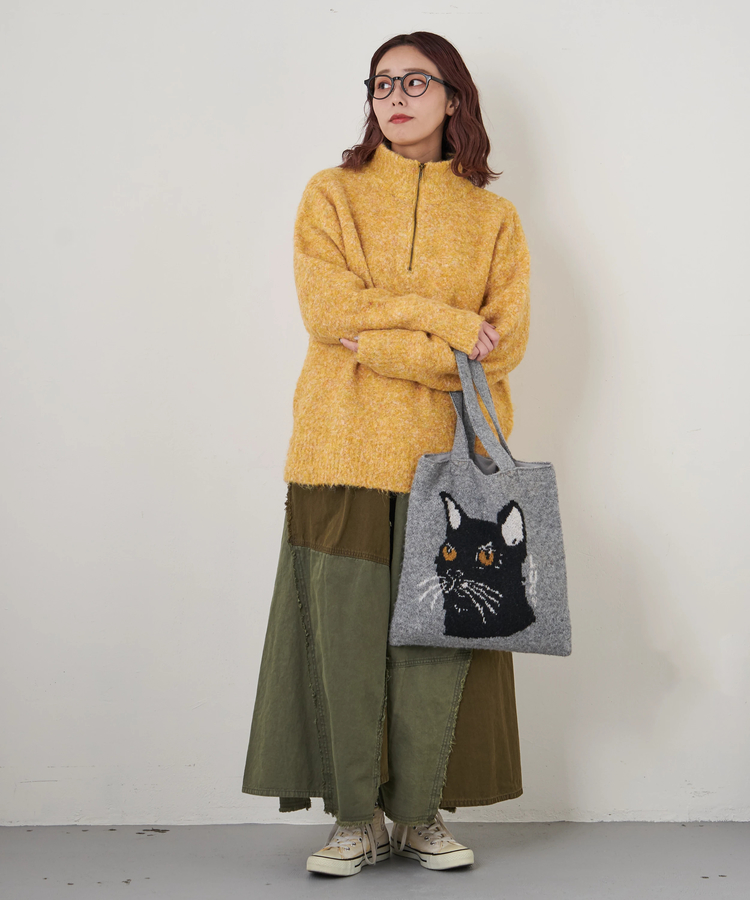 CUBE SUGAR(キューブシュガー) |【秋冬新作】リサイクル ニット アニマル柄 ジャガード トートバッグ