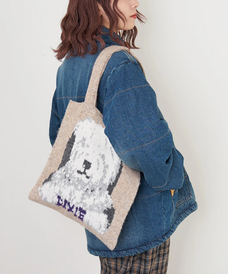 CUBE SUGAR(キューブシュガー) |【秋冬新作】リサイクル ニット アニマル柄 ジャガード トートバッグ