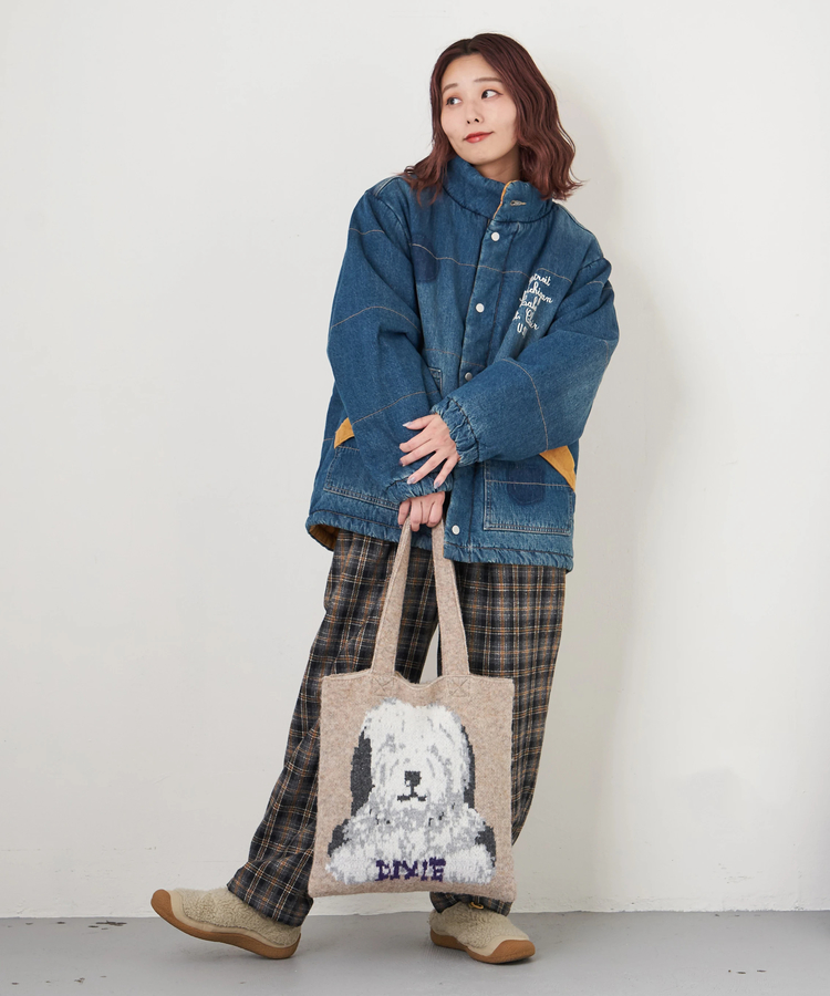 CUBE SUGAR(キューブシュガー) |【秋冬新作】リサイクル ニット アニマル柄 ジャガード トートバッグ