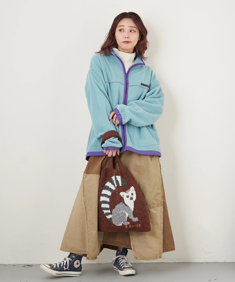 CUBE SUGAR(キューブシュガー) |【秋冬新作】リサイクル ニット アニマル柄 ジャガード トートバッグ