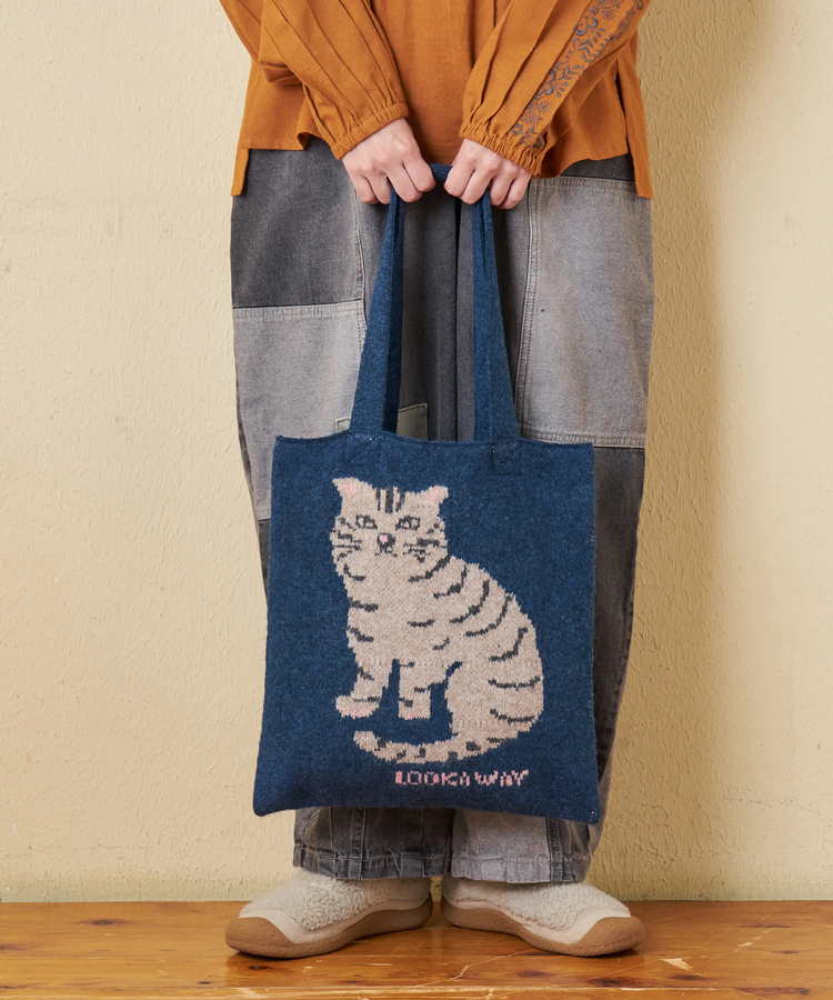 CUBE SUGAR(キューブシュガー) |【秋冬新作】リサイクル ニット アニマル柄 ジャガード トートバッグ