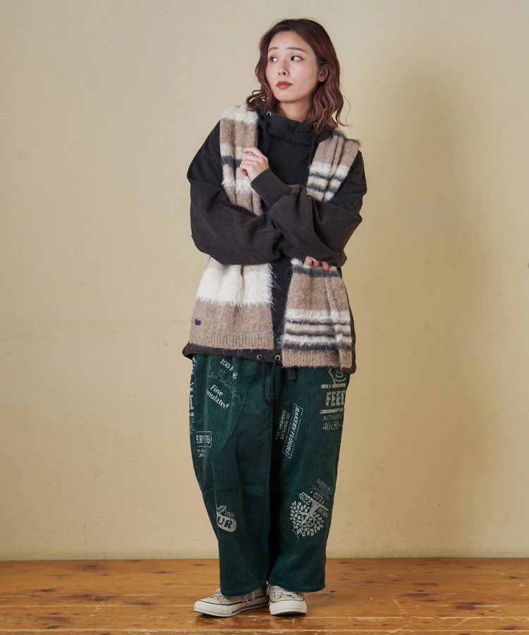 CUBE SUGAR(キューブシュガー) |【タイムセール★12/9 23:59まで】【秋冬新作】ループヤーン × シャギーヤーン ニット マルチボーダー マフラー