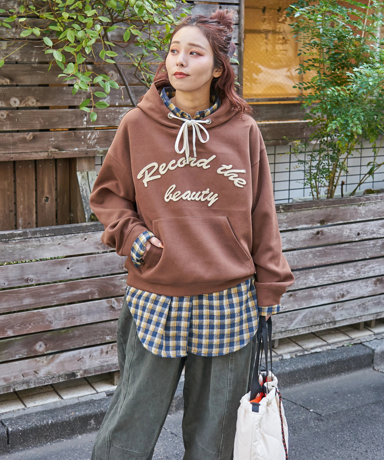 CUBE SUGAR(キューブシュガー) |【秋冬新作】微起毛 チェック デニム使い ビッグシャツ