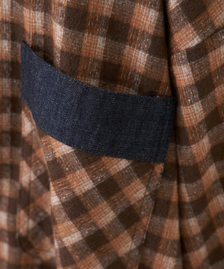 CUBE SUGAR(キューブシュガー) |【秋冬新作】微起毛 チェック デニム使い ビッグシャツ
