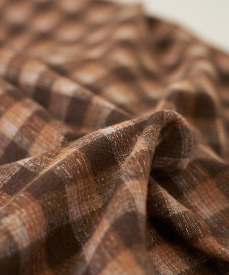 CUBE SUGAR(キューブシュガー) |【秋冬新作】微起毛 チェック デニム使い ビッグシャツ