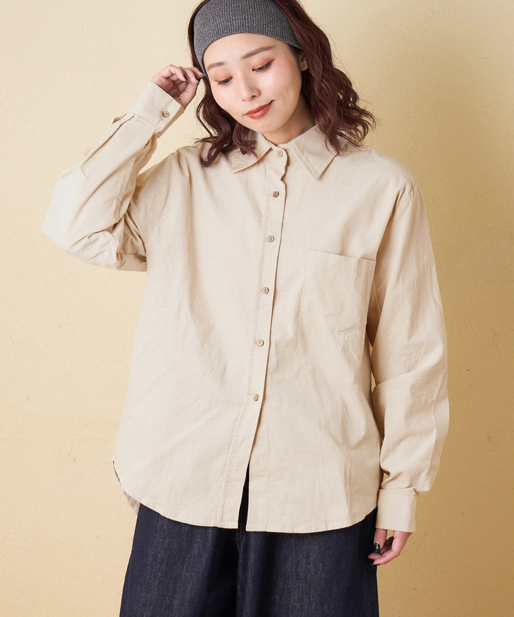 CUBE SUGAR(キューブシュガー) |【秋冬新作】細コーデュロイ レギュラー シャツ