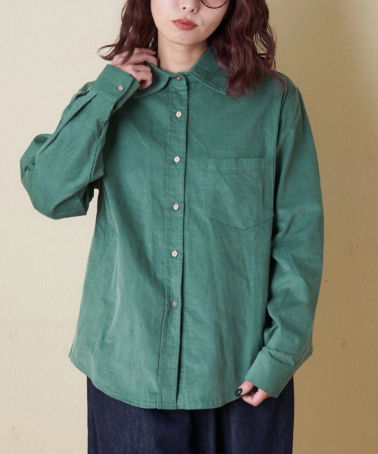 CUBE SUGAR(キューブシュガー) |【秋冬新作】細コーデュロイ レギュラー シャツ