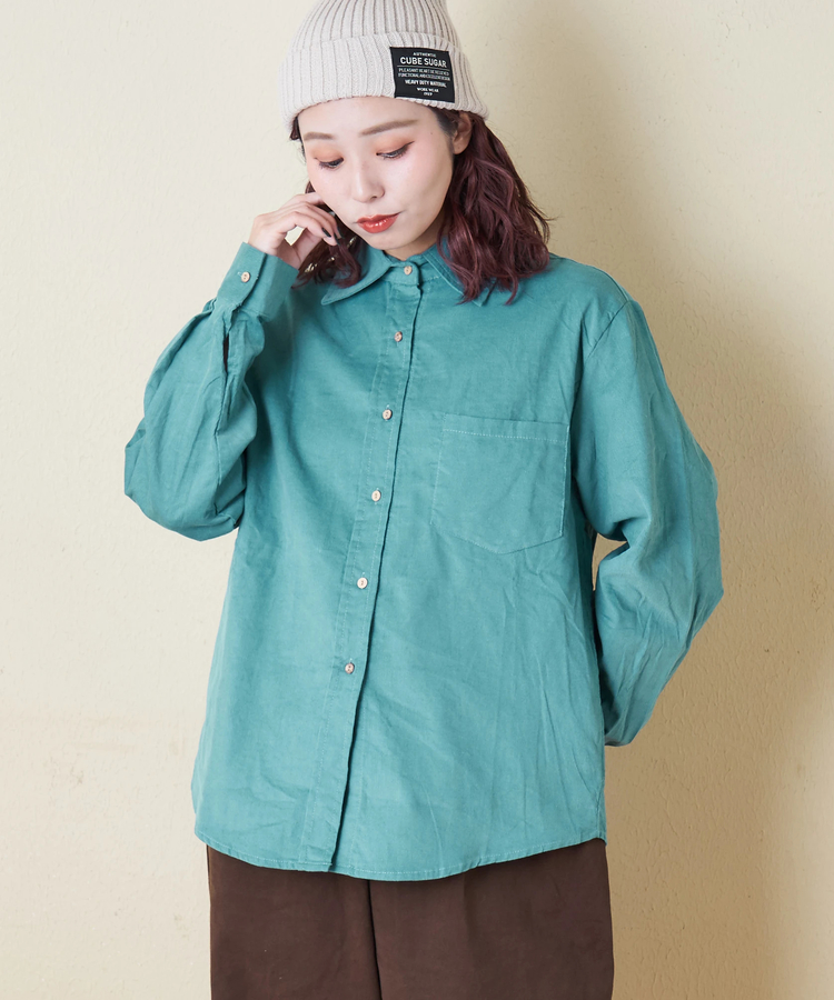 CUBE SUGAR(キューブシュガー) |【秋冬新作】細コーデュロイ レギュラー シャツ