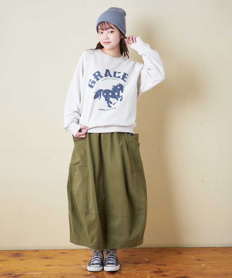 CUBE SUGAR(キューブシュガー) |【秋冬新作】微起毛 ツイル バルーン スカート