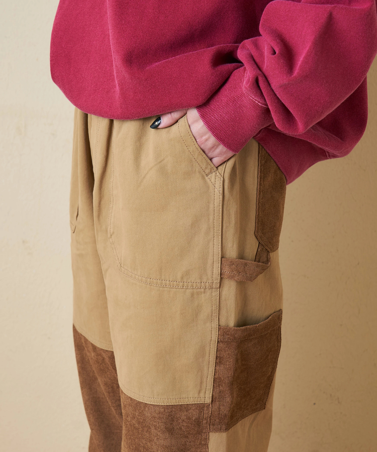 CUBE SUGAR(キューブシュガー) |【秋冬新作】ピーチツイル × コーデュロイ 組合せ ペインターパンツ