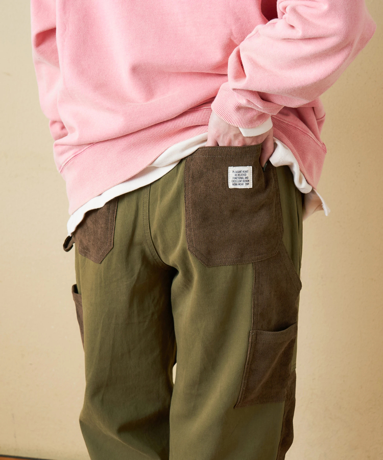 CUBE SUGAR(キューブシュガー) |【秋冬新作】ピーチツイル × コーデュロイ 組合せ ペインターパンツ