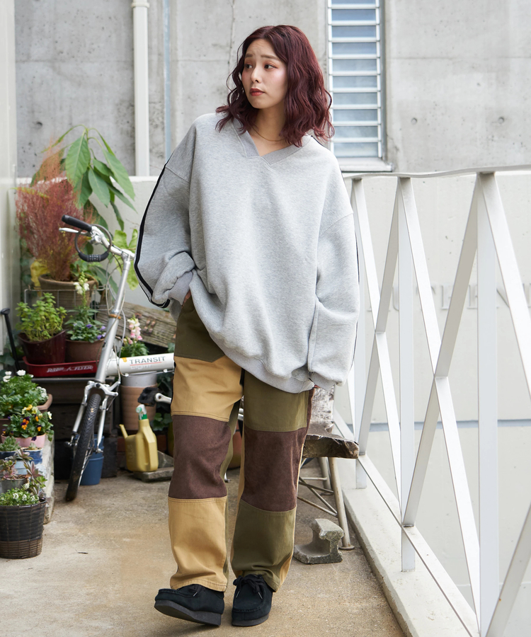 CUBE SUGAR(キューブシュガー) |【秋冬新作】ピーチツイル × コーデュロイ 組合せ ペインターパンツ