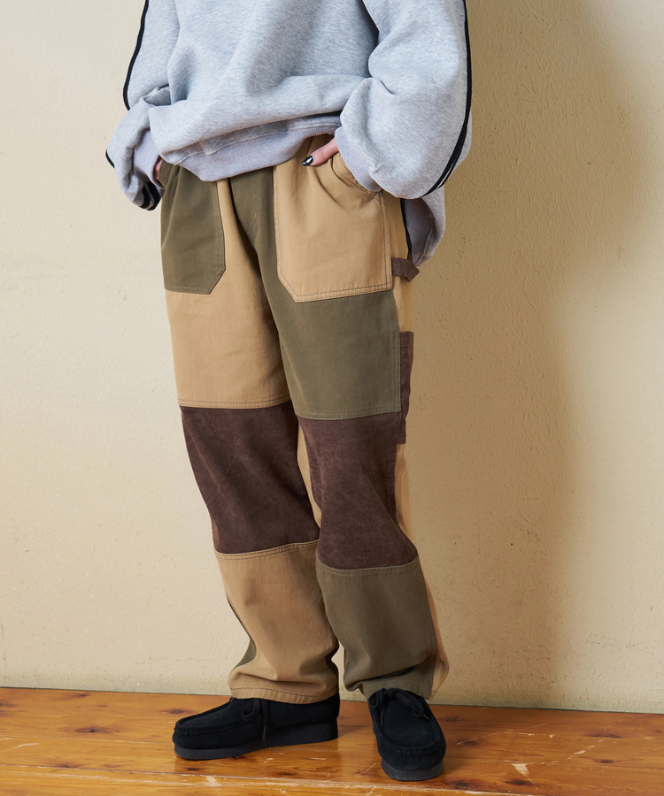 CUBE SUGAR(キューブシュガー) |【秋冬新作】ピーチツイル × コーデュロイ 組合せ ペインターパンツ