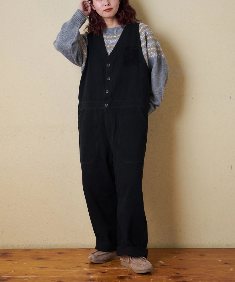 CUBE SUGAR(キューブシュガー) |【秋冬新作】ピーチツイル × コーデュロイ サロペットパンツ