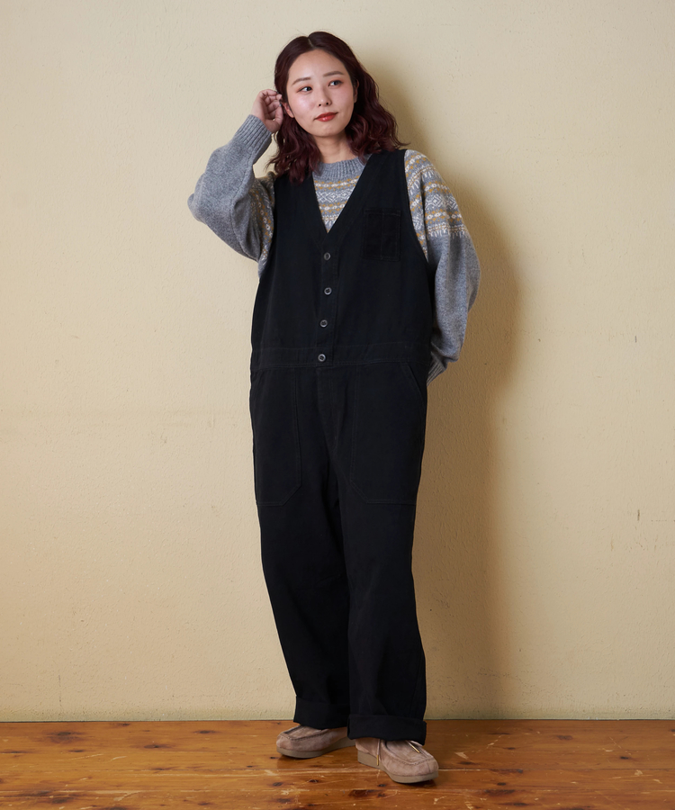 CUBE SUGAR(キューブシュガー) |【秋冬新作】ピーチツイル × コーデュロイ サロペットパンツ