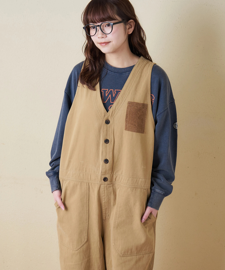 CUBE SUGAR(キューブシュガー) |【秋冬新作】ピーチツイル × コーデュロイ サロペットパンツ