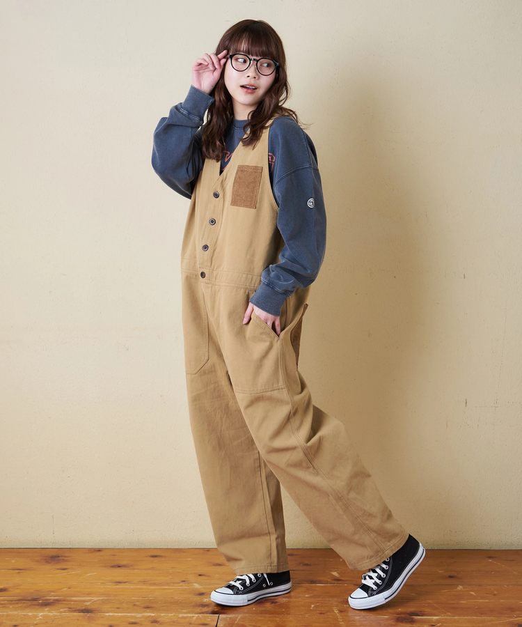 CUBE SUGAR(キューブシュガー) |【秋冬新作】ピーチツイル × コーデュロイ サロペットパンツ