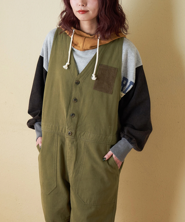 CUBE SUGAR(キューブシュガー) |【秋冬新作】ピーチツイル × コーデュロイ サロペットパンツ