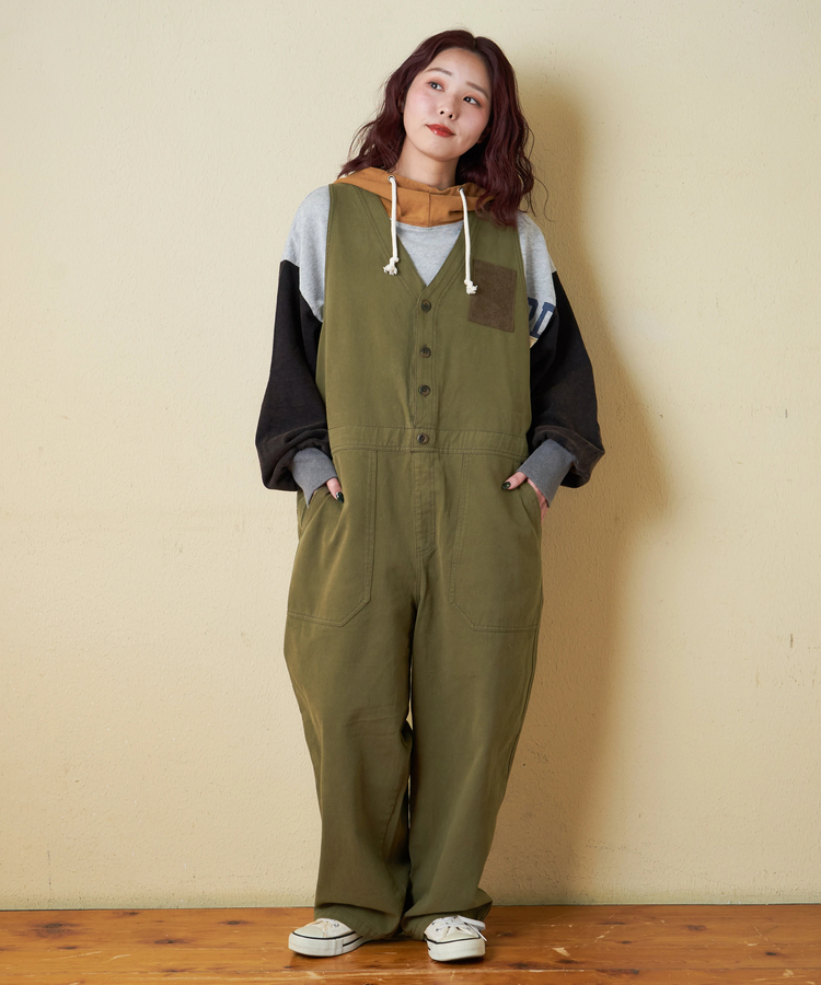 CUBE SUGAR(キューブシュガー) |【秋冬新作】ピーチツイル × コーデュロイ サロペットパンツ