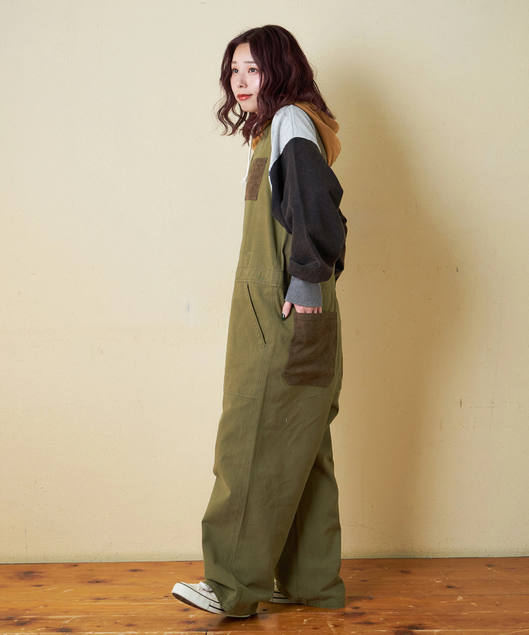 CUBE SUGAR(キューブシュガー) |【秋冬新作】ピーチツイル × コーデュロイ サロペットパンツ