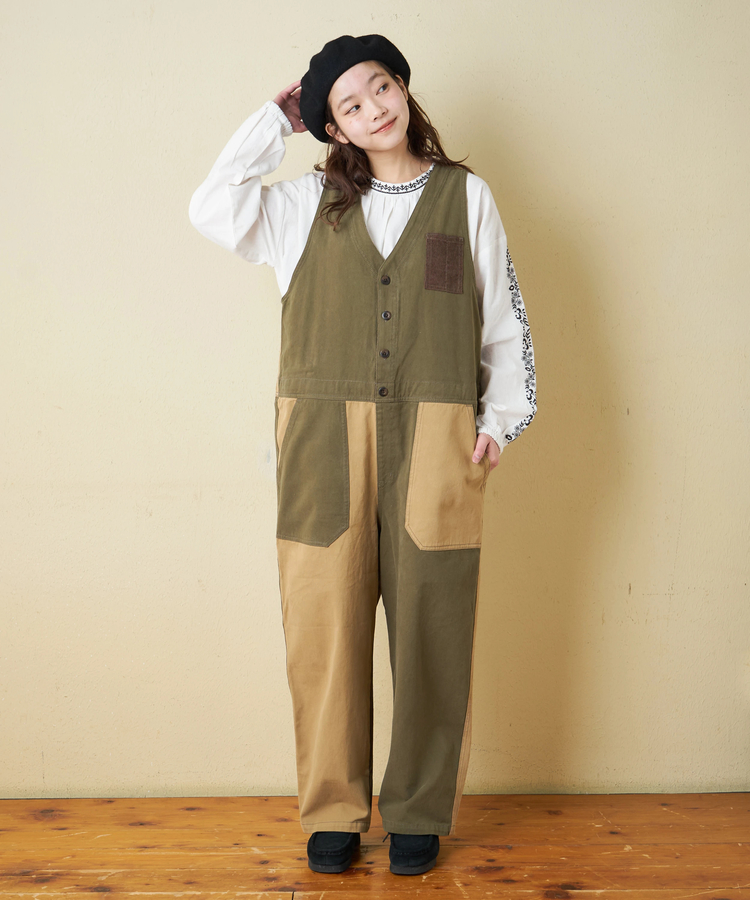 CUBE SUGAR(キューブシュガー) |【秋冬新作】ピーチツイル × コーデュロイ サロペットパンツ