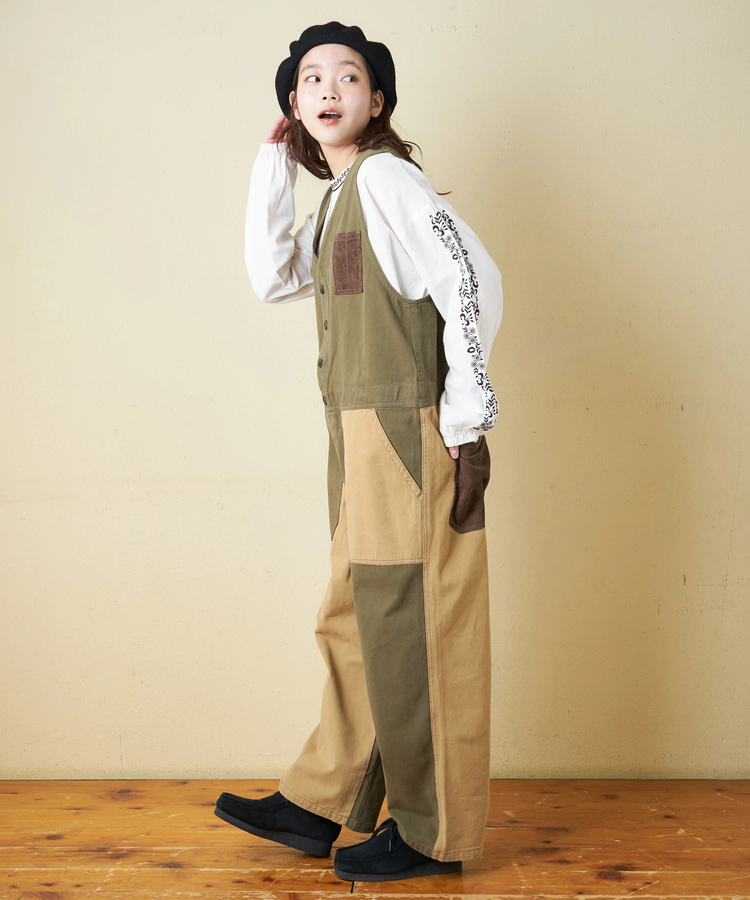 CUBE SUGAR(キューブシュガー) |【秋冬新作】ピーチツイル × コーデュロイ サロペットパンツ