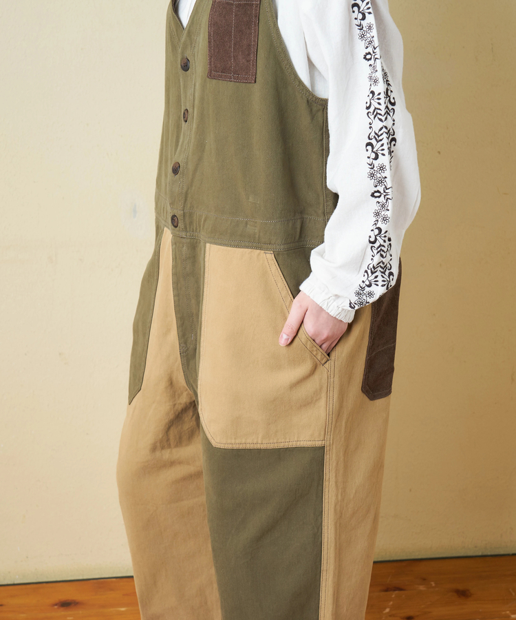 CUBE SUGAR(キューブシュガー) |【秋冬新作】ピーチツイル × コーデュロイ サロペットパンツ