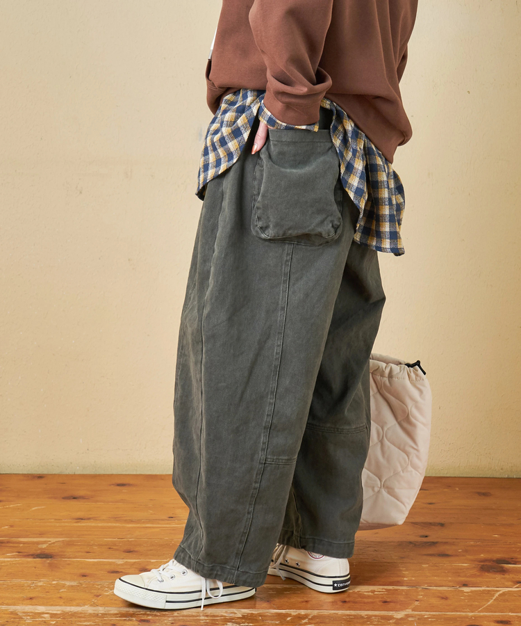 CUBE SUGAR(キューブシュガー) |【秋冬新作】ピーチツイル 立体 ポケット バルーンパンツ