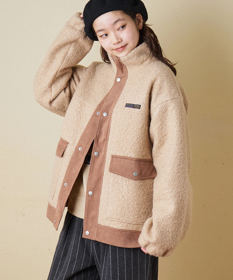 CUBE SUGAR(キューブシュガー) |【冬新作】プードルファー スタンドカラー 配色 ブルゾン