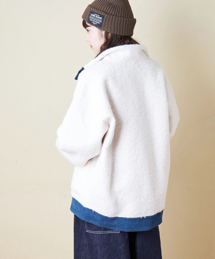 CUBE SUGAR(キューブシュガー) |【冬新作】プードルファー スタンドカラー 配色 ブルゾン