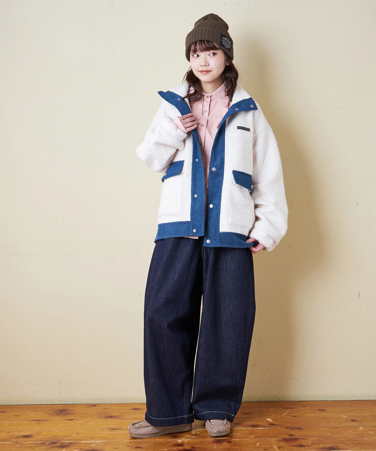 CUBE SUGAR(キューブシュガー) |【冬新作】プードルファー スタンドカラー 配色 ブルゾン