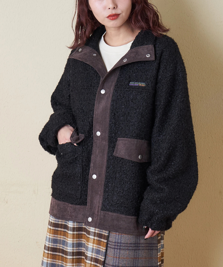 CUBE SUGAR(キューブシュガー) |【冬新作】プードルファー スタンドカラー 配色 ブルゾン