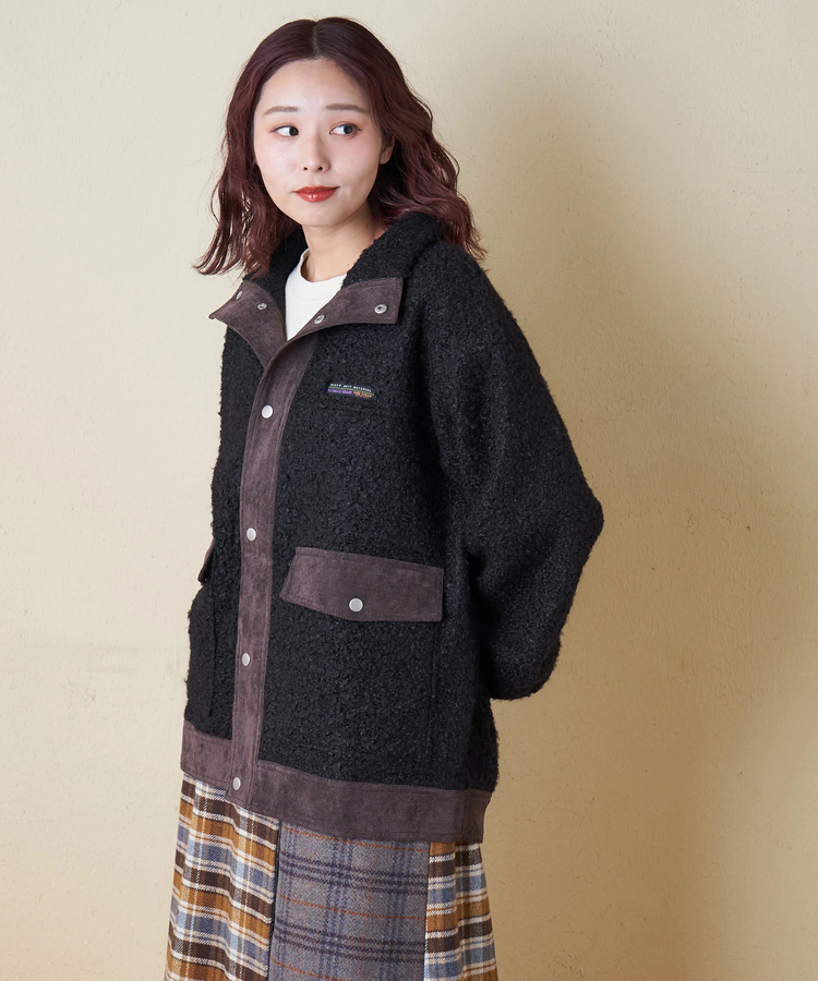 CUBE SUGAR(キューブシュガー) |【冬新作】プードルファー スタンドカラー 配色 ブルゾン