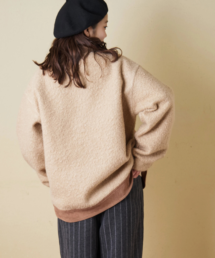 CUBE SUGAR(キューブシュガー) |【冬新作】プードルファー スタンドカラー 配色 ブルゾン