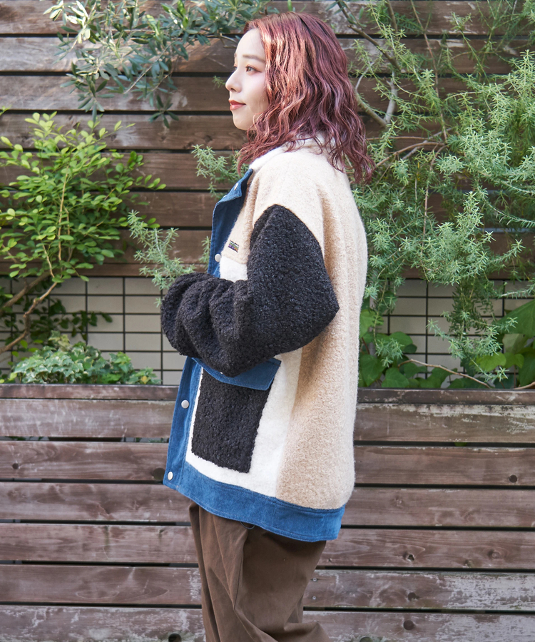 CUBE SUGAR(キューブシュガー) |【冬新作】プードルファー スタンドカラー 配色 ブルゾン